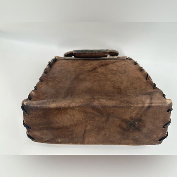 Vtg Park Lane Leather Horse Hair Western Distressed Bag Purse Handbag - Picture 7 of 16